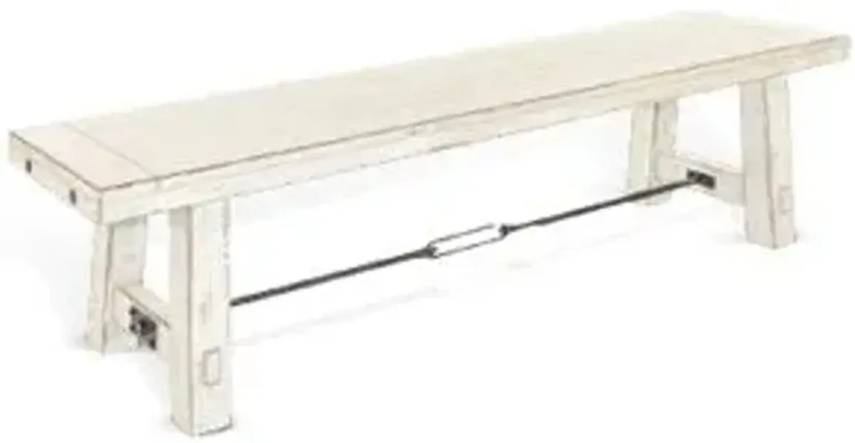 Sunny Designs Marina White Sand 64 Inch Bench with Turnbuckle Wood Seat