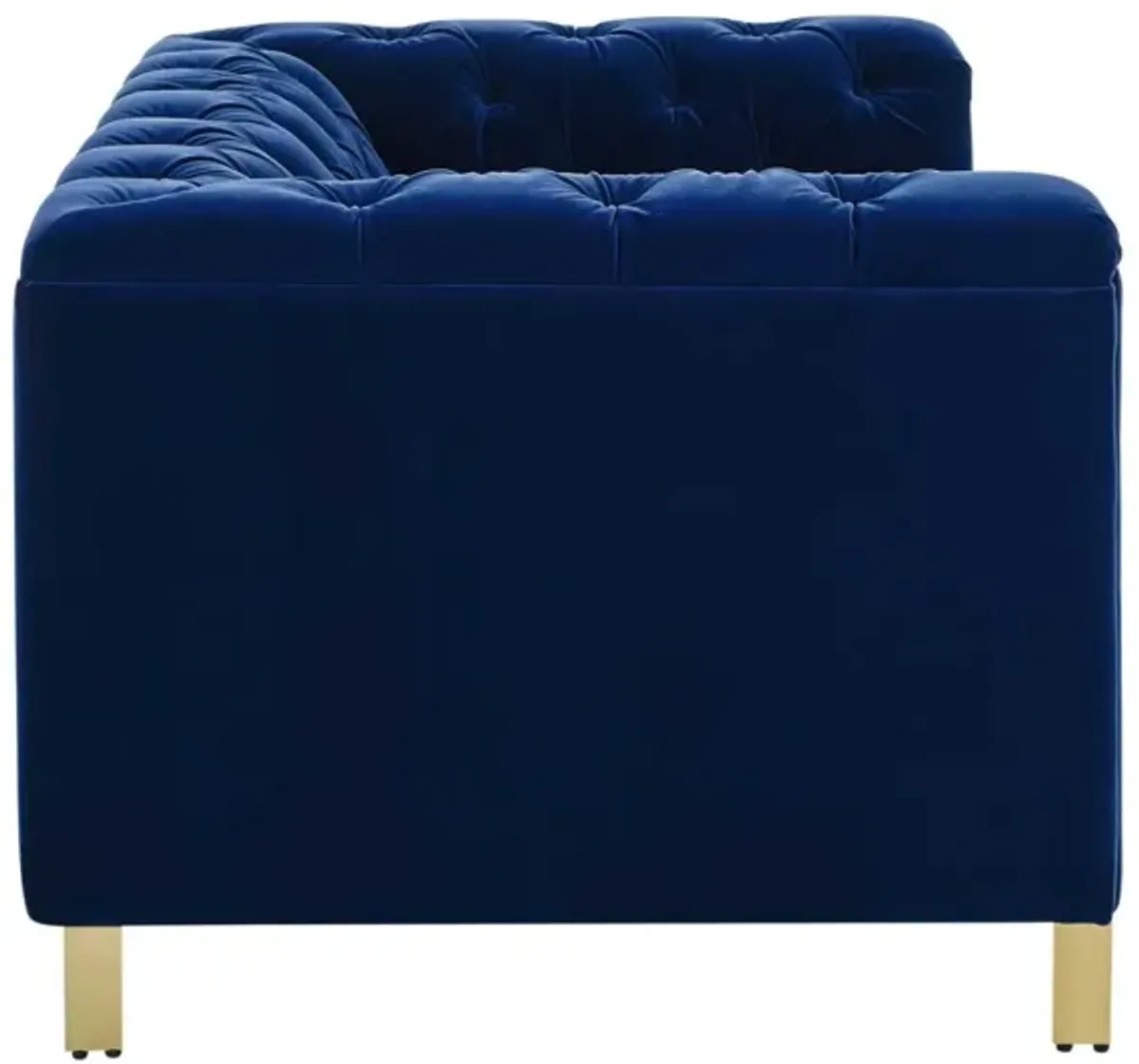 Steve Silver Charlene Blue Velvet Button Tufted Rolled Arm Chesterfield Loveseat