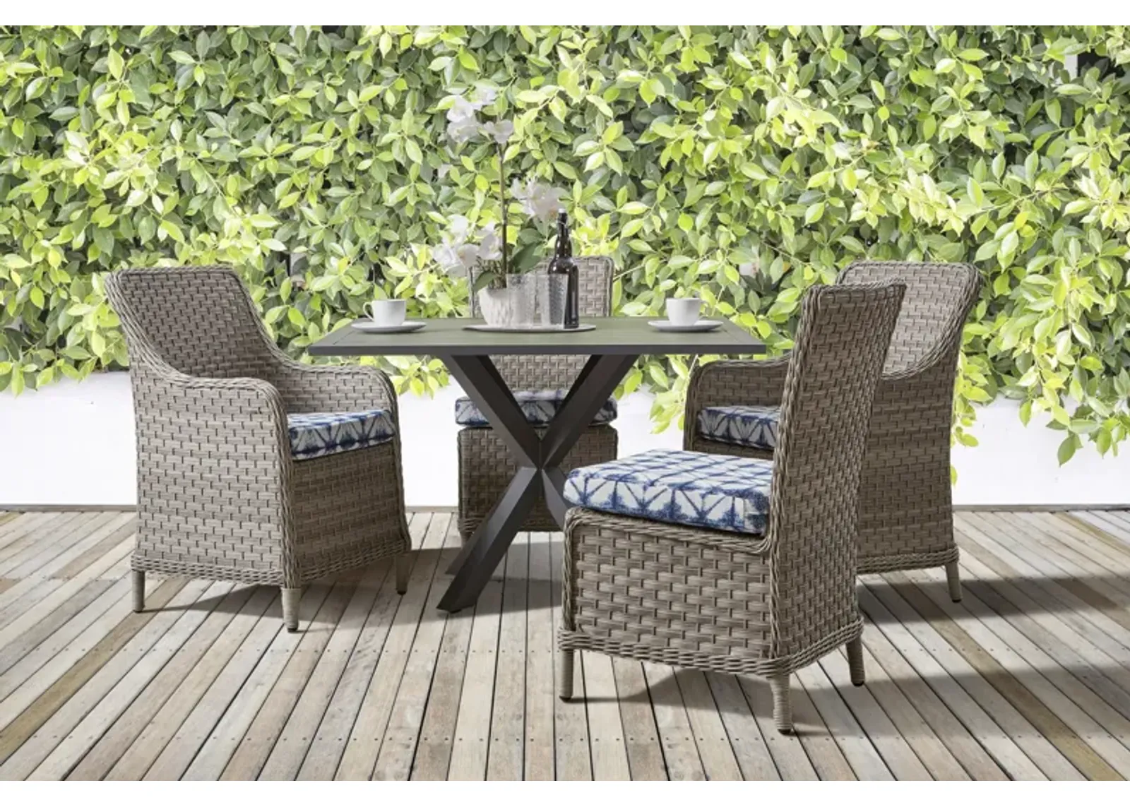 South Sea Outdoor Living Mayfair Pebble Dining Side Chair with Lifeguard Blueberry Fabric