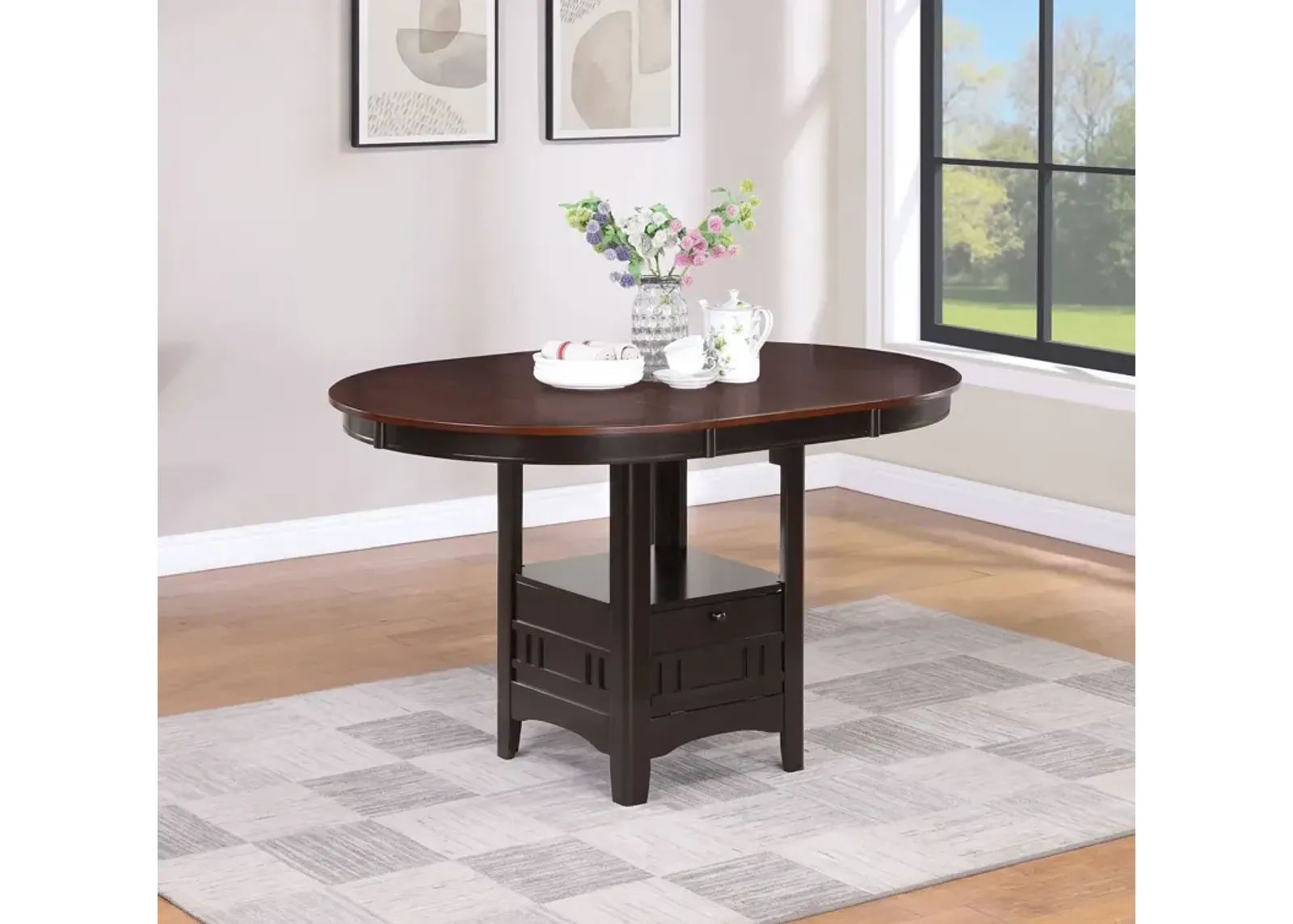 Coaster Lavon Oval 60 Inch Extension Counter Dining Table Chestnut