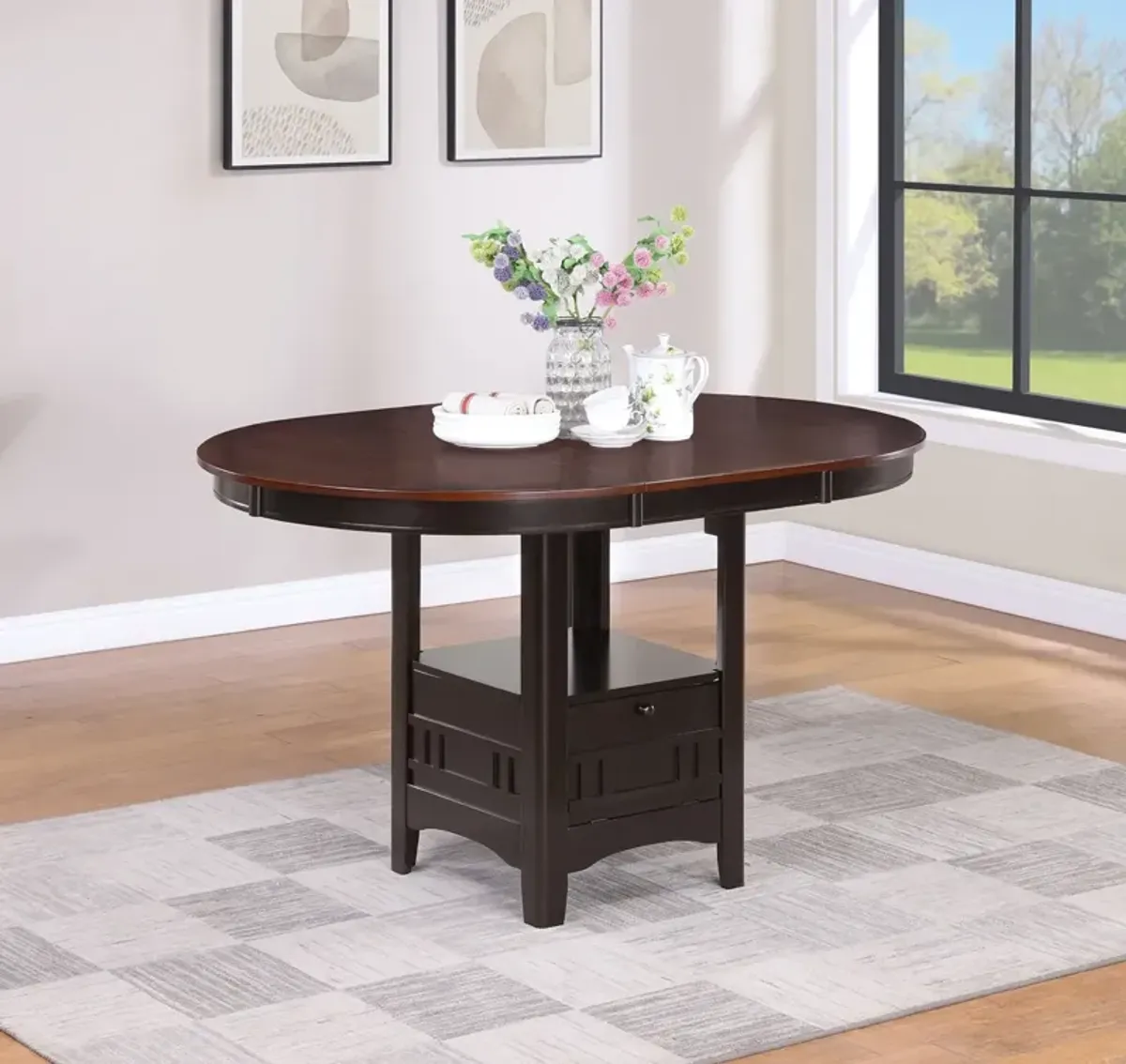 Coaster Lavon Oval 60 Inch Extension Counter Dining Table Chestnut