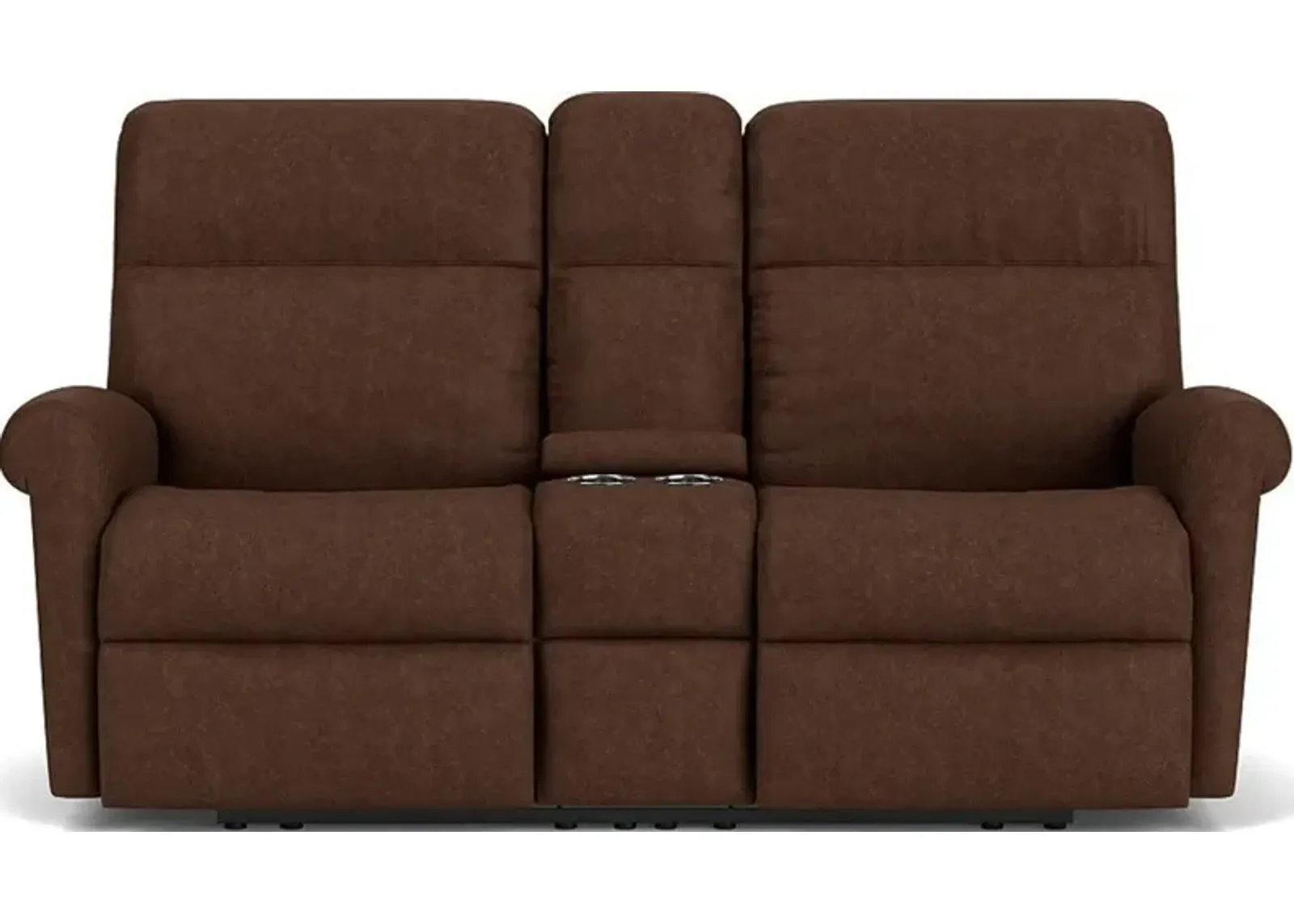 Flexsteel Davis Molasses Reclining Loveseat with Console