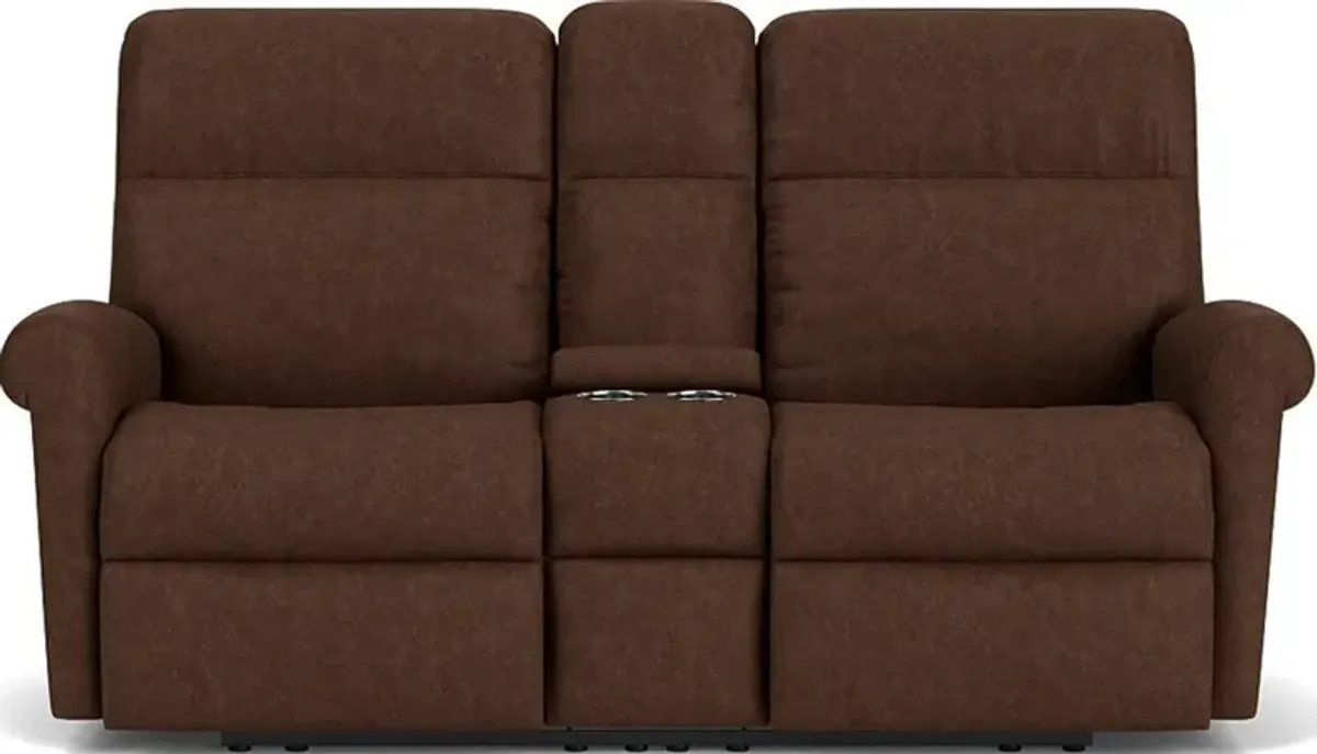 Flexsteel Davis Molasses Reclining Loveseat with Console