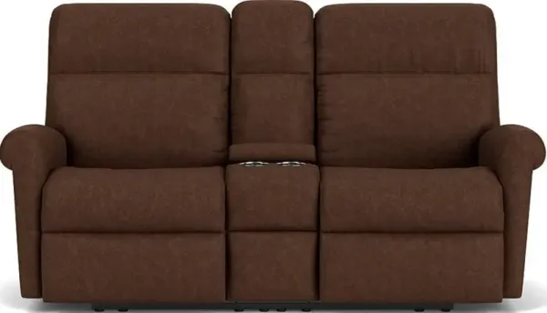 Flexsteel Davis Molasses Reclining Loveseat with Console