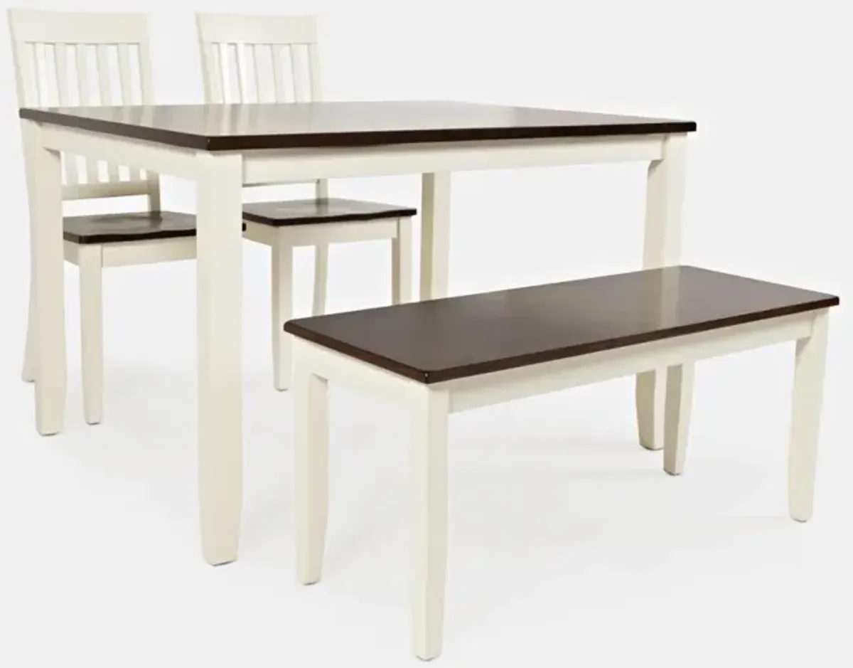 Jofran Decatur Lane Table with 2 Chairs, Bench White Autumn Brown