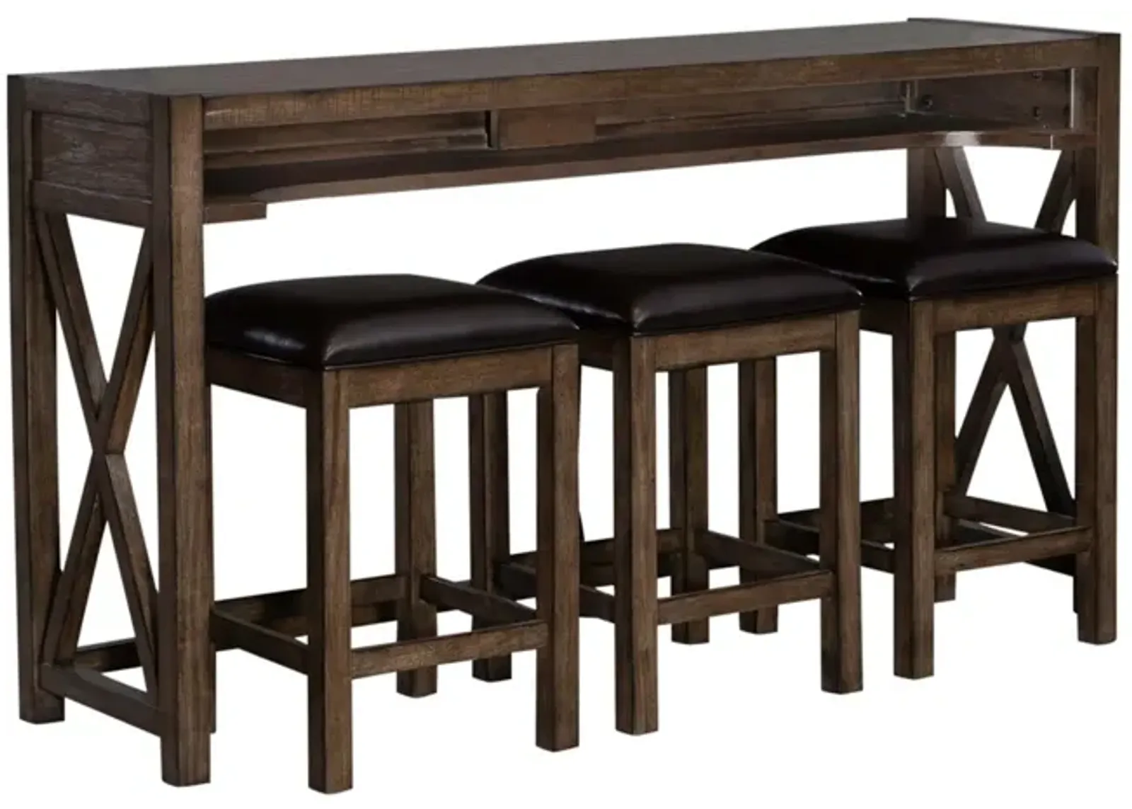 Liberty Furniture Lennox 4-Piece Medium Brown Console Bar Stools & Table Set