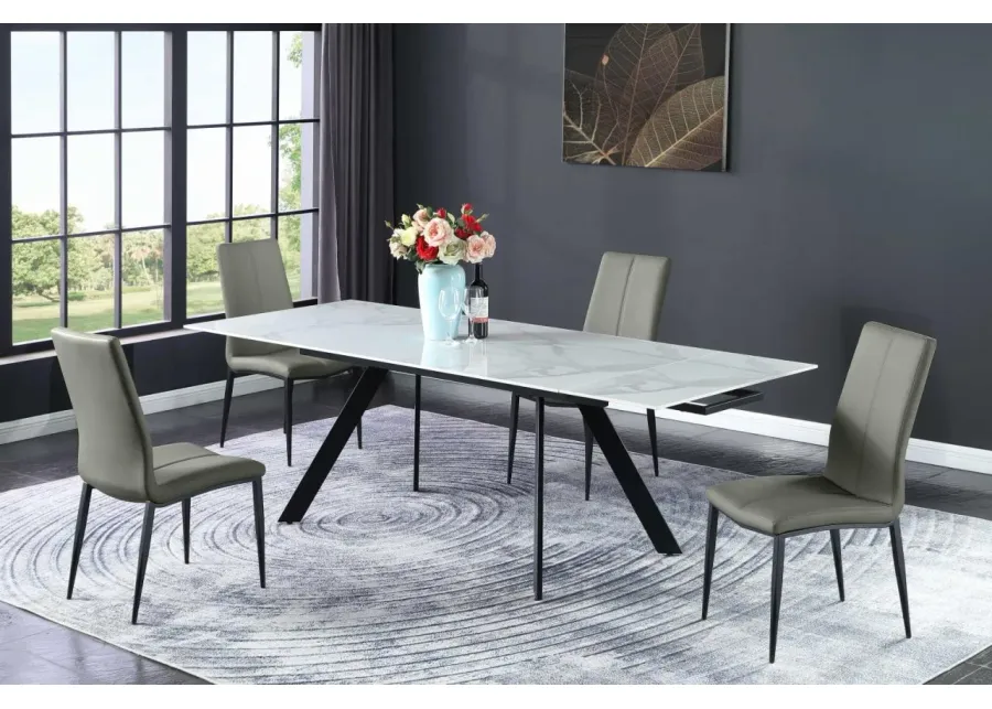 ALEXANDRA EXTENDABLE DINING TABLE WITH STEEL FOUR-LEGGED BASE