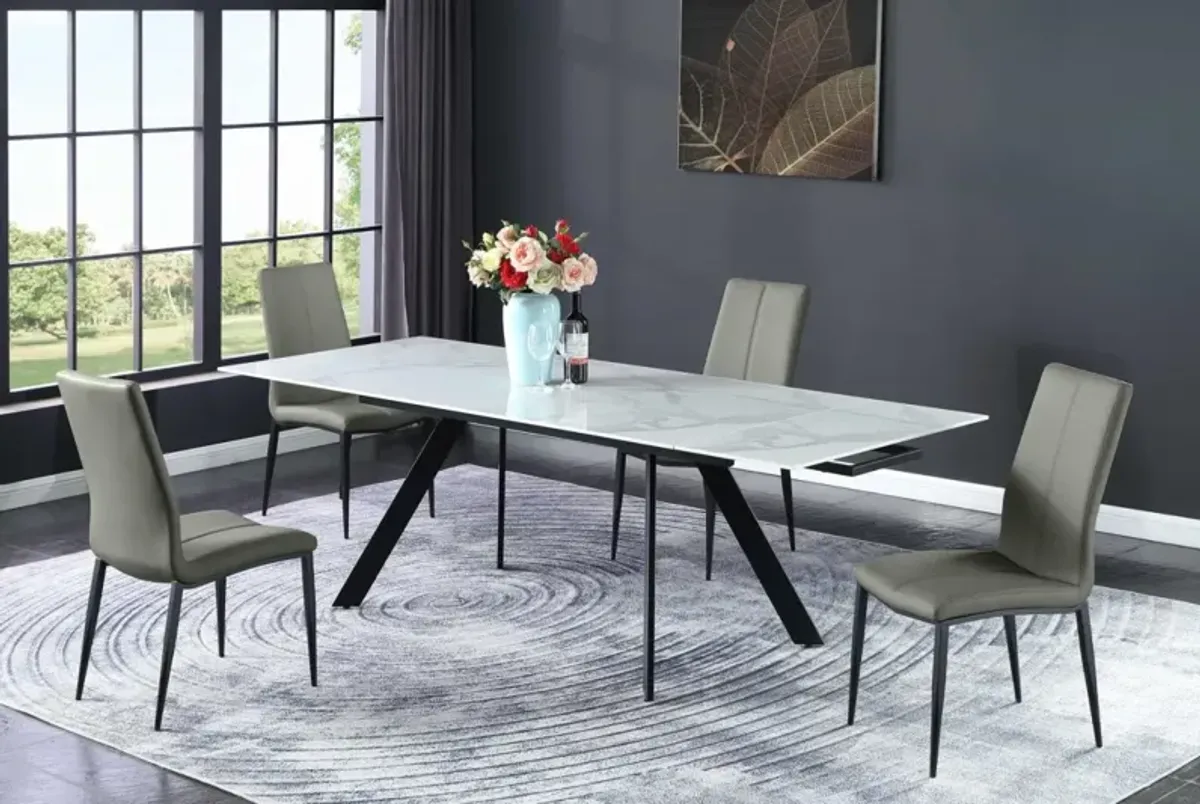 Chintaly Alexandra Extendable Dining Table with Steel Four-Legged Base