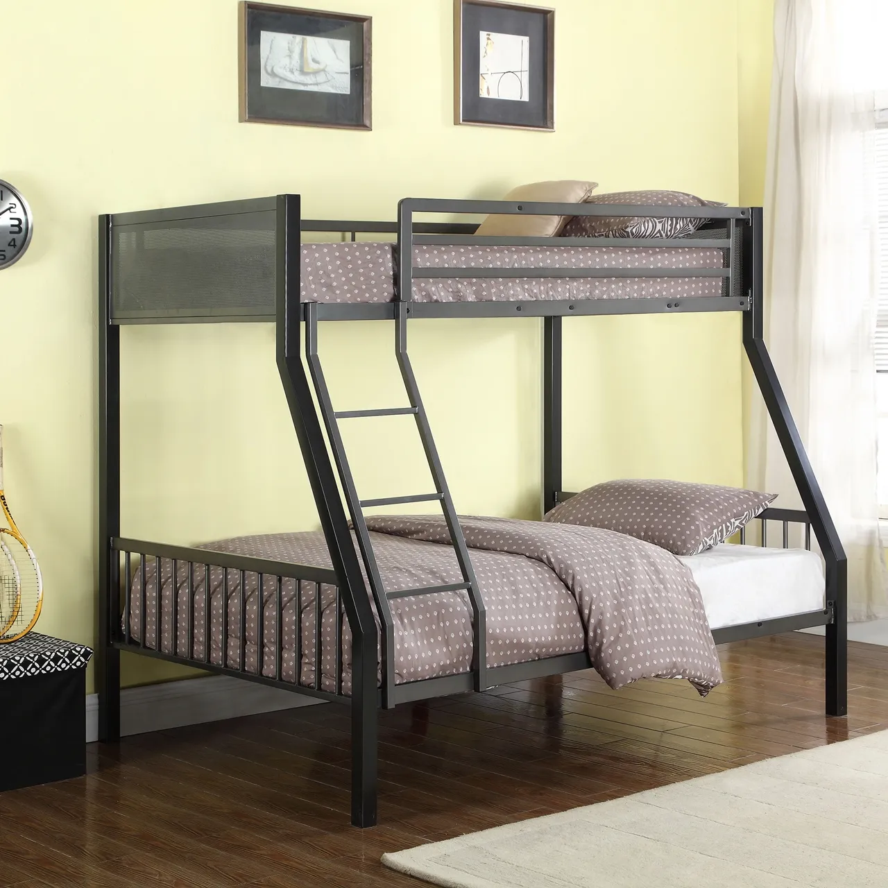 MEYERS TWIN-OVER-FULL BUNK BED BLACK/GUNMETAL