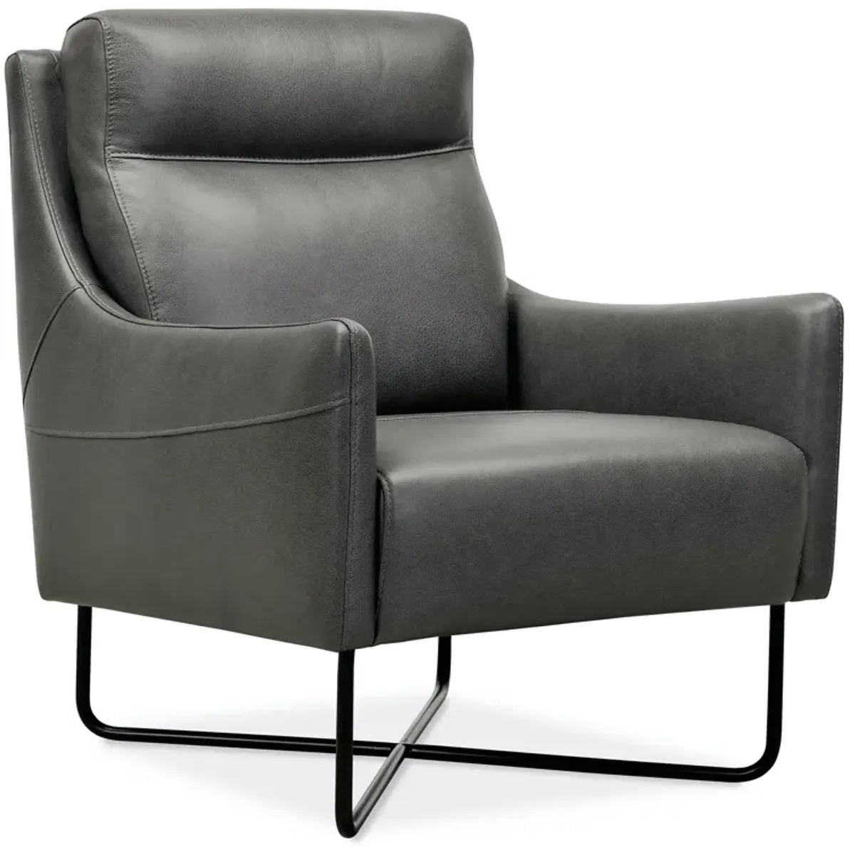 Hooker Furniture Efron Leather Club Chair with Black Metal Base