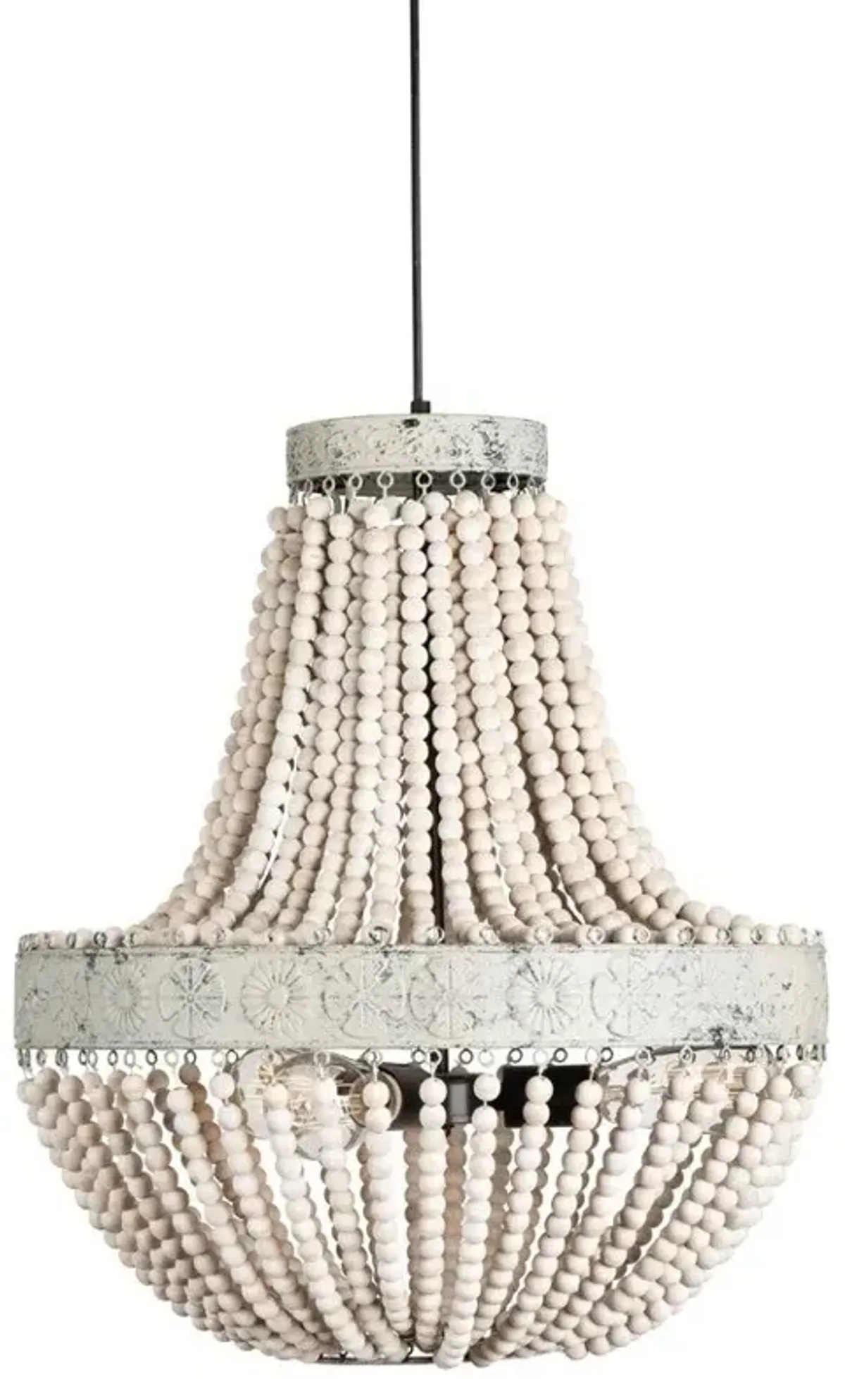 Crestview Andrea White Washed Wood & Grey Washed Metal Chandelier