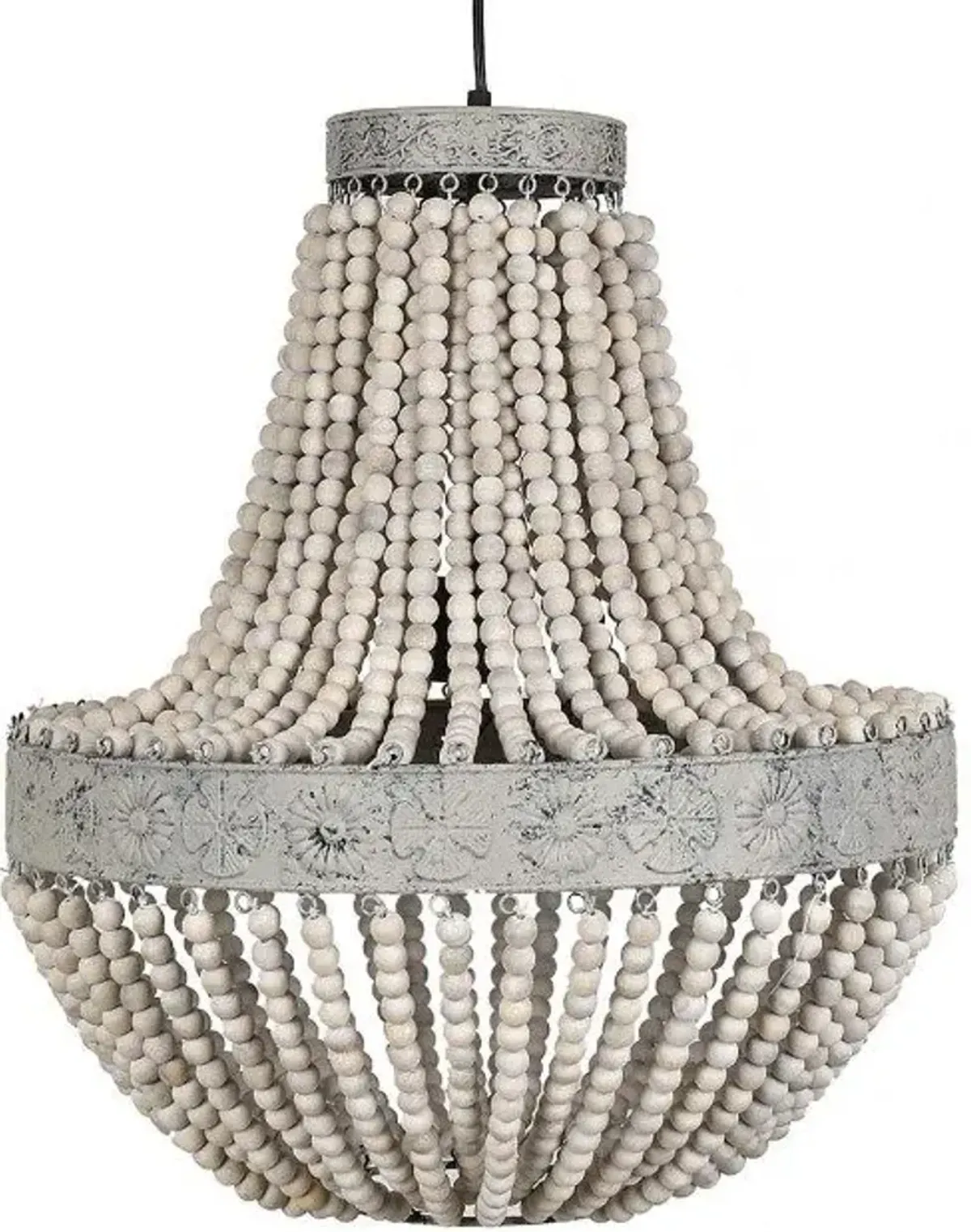 Crestview Andrea White Washed Wood & Grey Washed Metal Chandelier