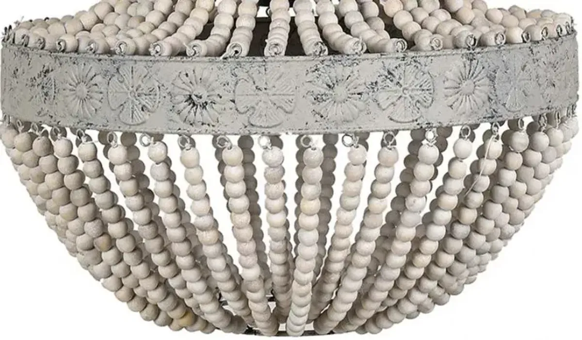 Crestview Andrea White Washed Wood & Grey Washed Metal Chandelier