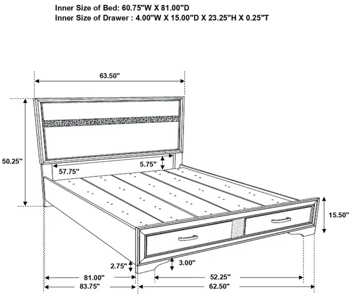 Coaster Miranda Wood Queen Storage Panel Bed Black