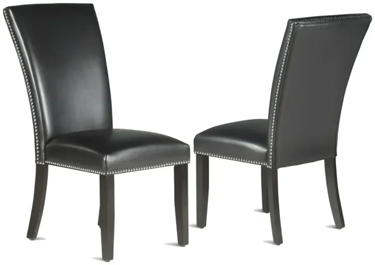 Steve Silver Finley Black Leatherette Side Chair In Espresso Wood Finish