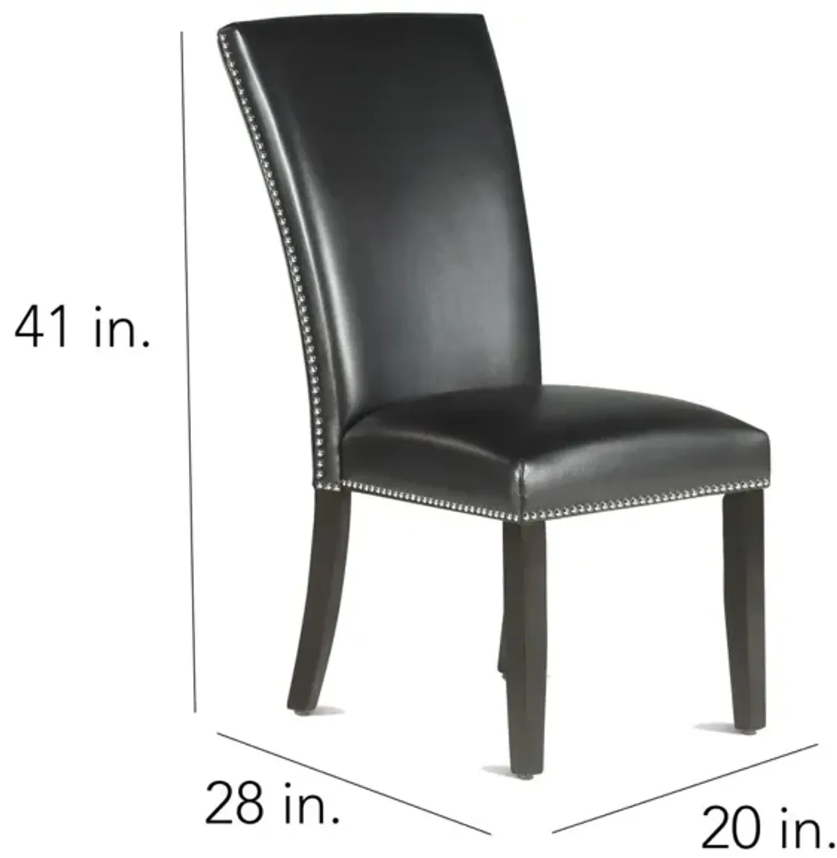 Steve Silver Finley Black Leatherette Side Chair In Espresso Wood Finish