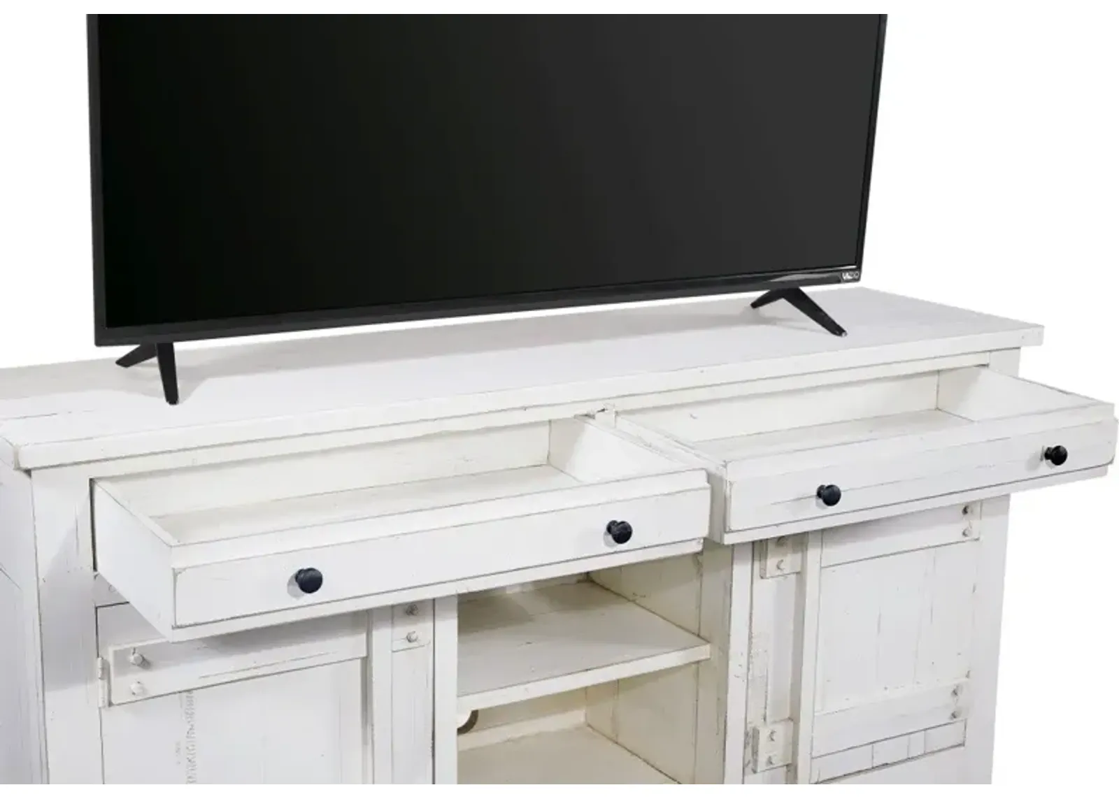 Aspenhome Reeds Farm Weathered White 66 Inch TV Stand Console