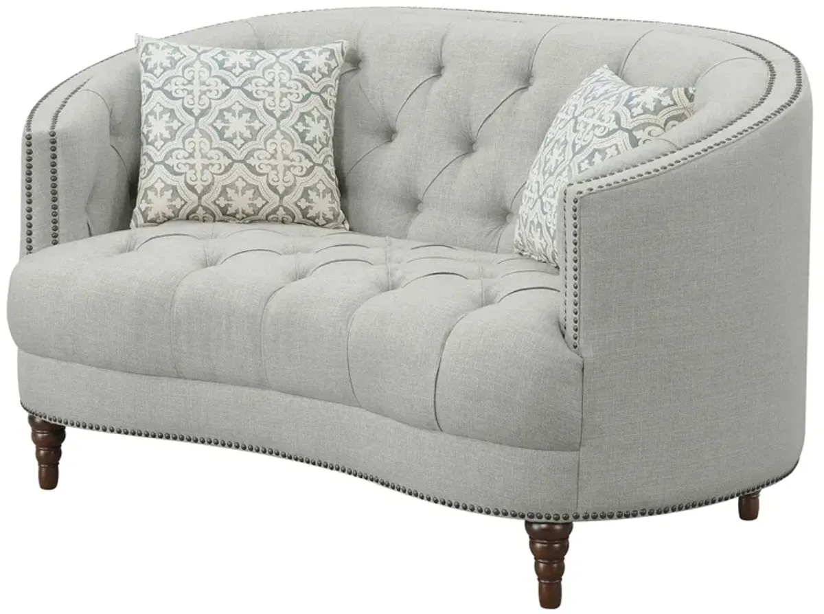 Coaster Avonlea Upholstered Sloped Arm Loveseat Grey Fabric