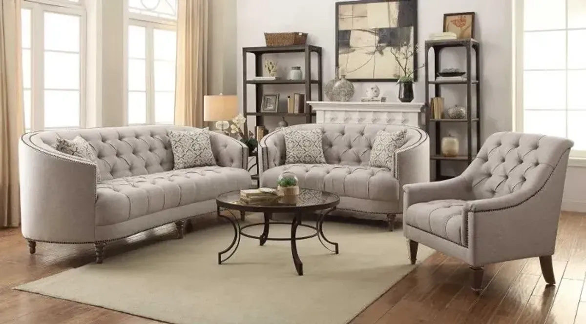 Coaster Avonlea Upholstered Sloped Arm Loveseat Grey Fabric