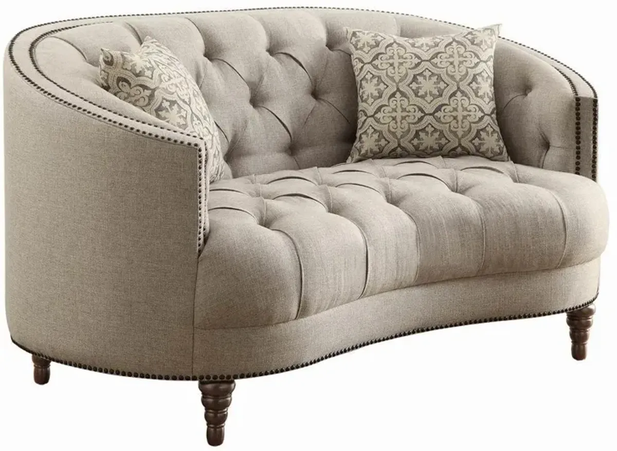 Coaster Avonlea Upholstered Sloped Arm Loveseat Grey Fabric