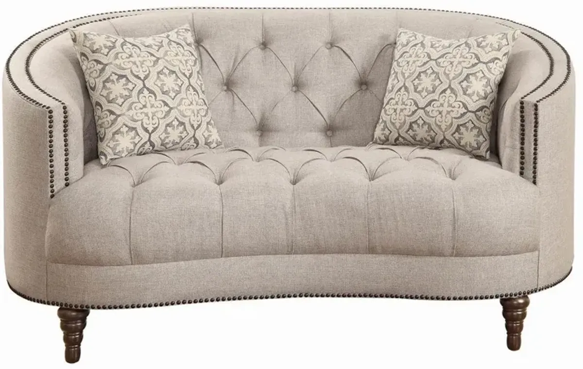 Coaster Avonlea Upholstered Sloped Arm Loveseat Grey Fabric