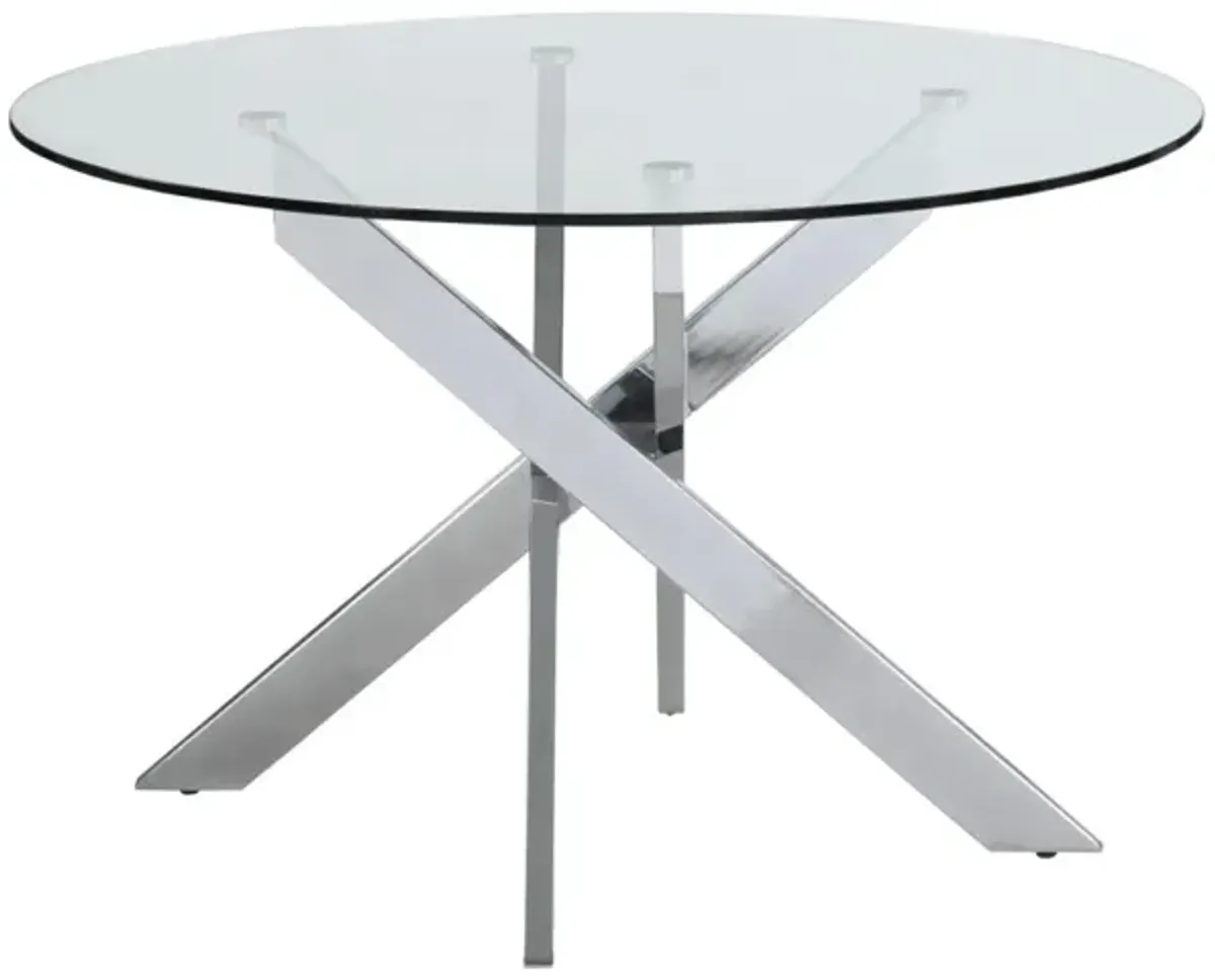 Chintaly Dusty Contemporary Dining Table with Clear Round Glass Top