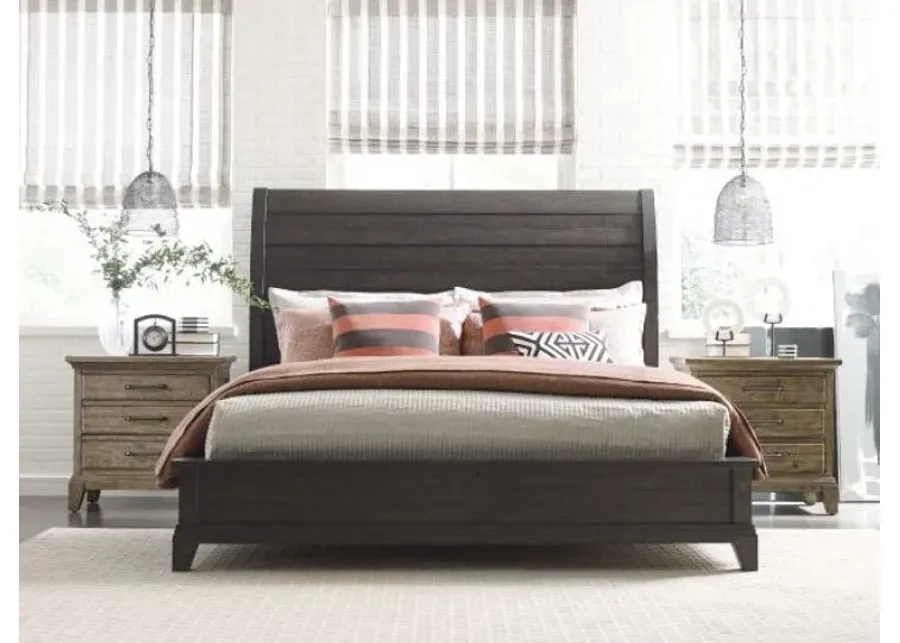 PLANK ROAD CHARCOAL EASTBURN SLEIGH KING BED