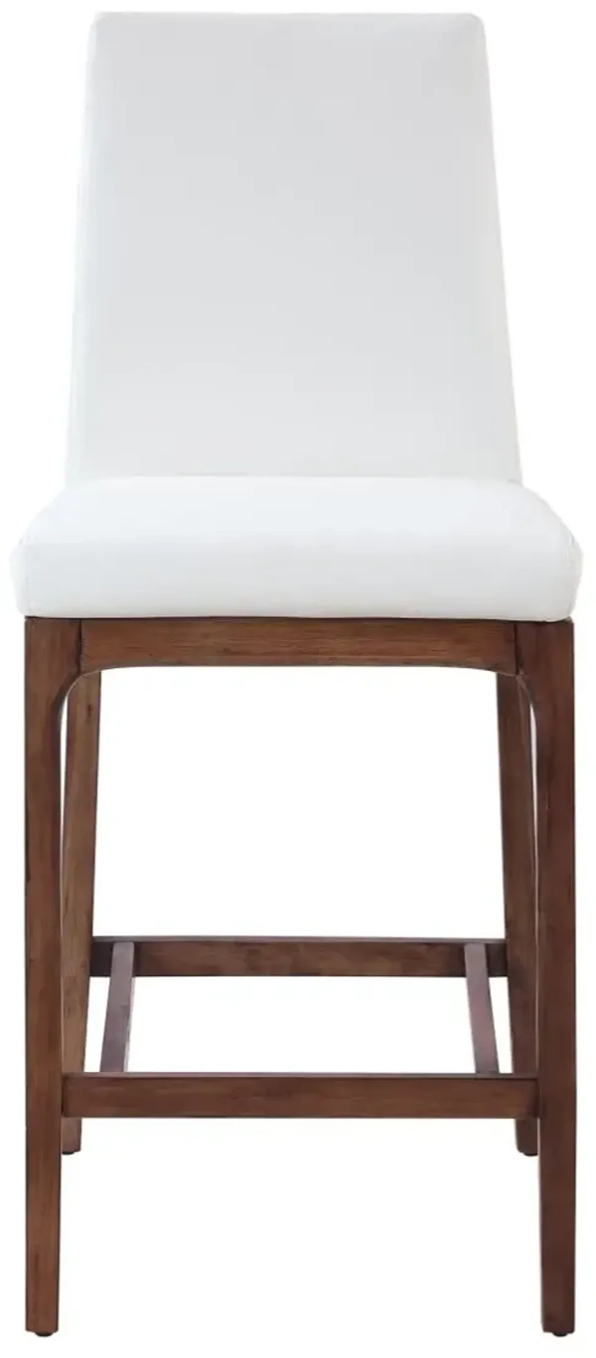 Chintaly Rosario White/Walnut Modern Counter Stool with Solid Wood Base