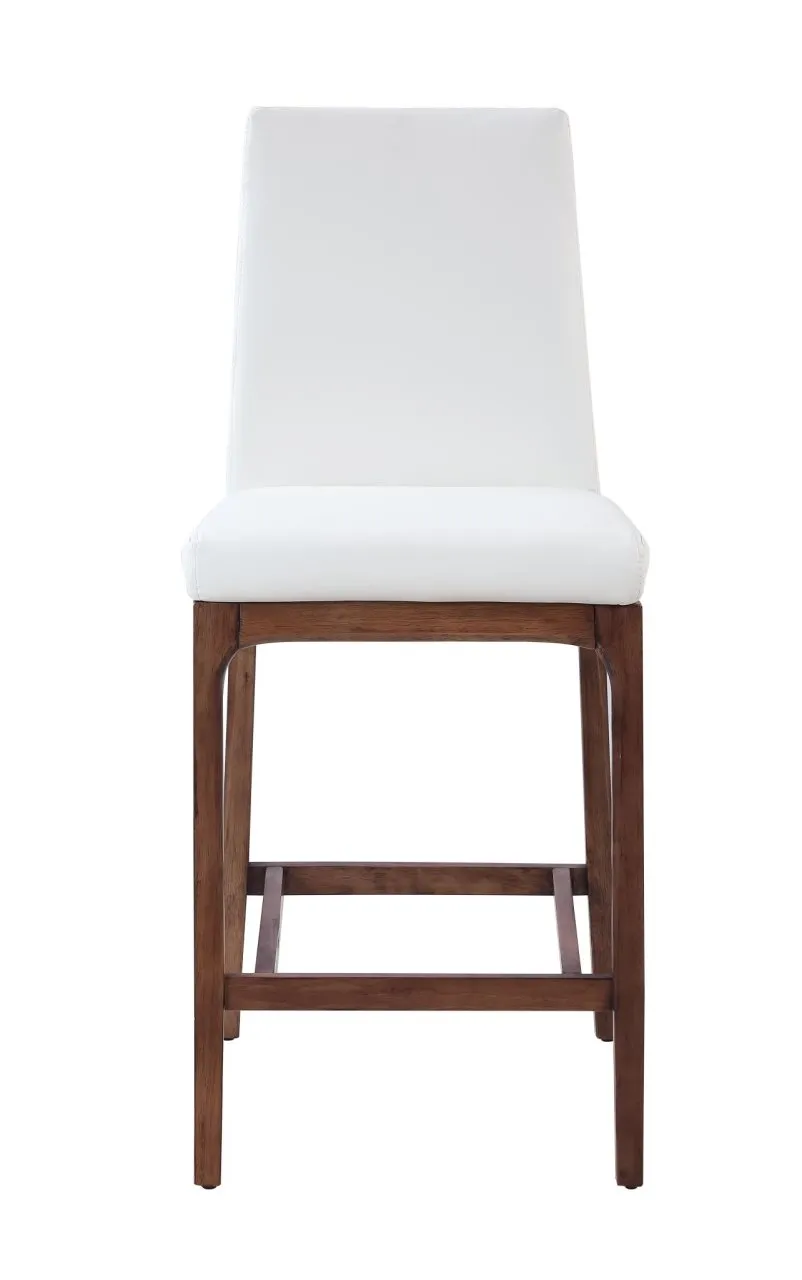 ROSARIO WHITE/WALNUT MODERN COUNTER STOOL WITH SOLID WOOD BASE