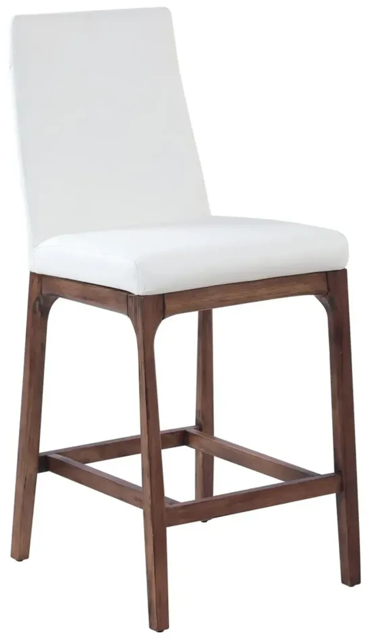 Chintaly Rosario White/Walnut Modern Counter Stool with Solid Wood Base