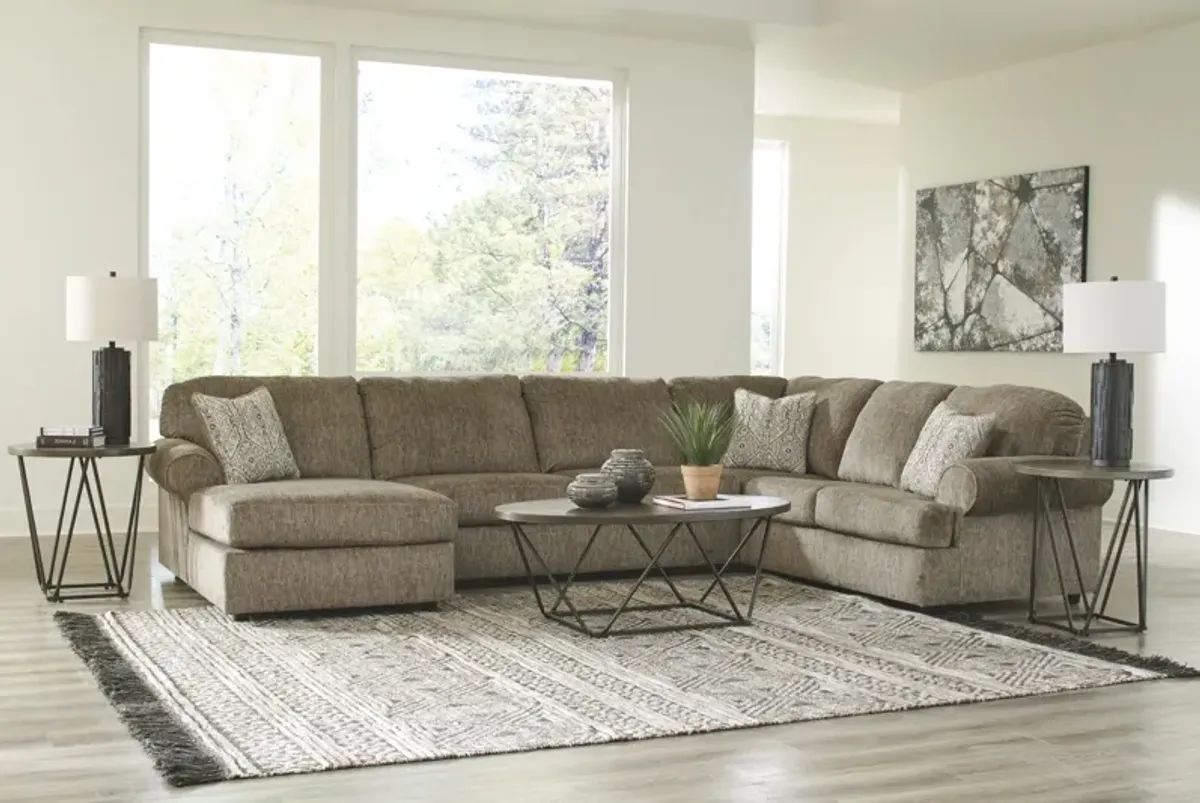 Ashley Hoylake 3-Piece Left-Arm Facing Chocolate Sectional with Chaise