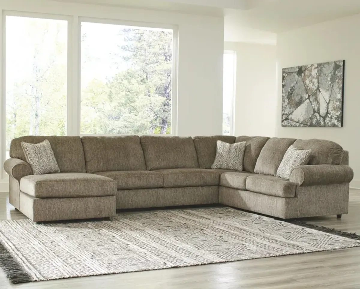 Ashley Hoylake 3-Piece Left-Arm Facing Chocolate Sectional with Chaise