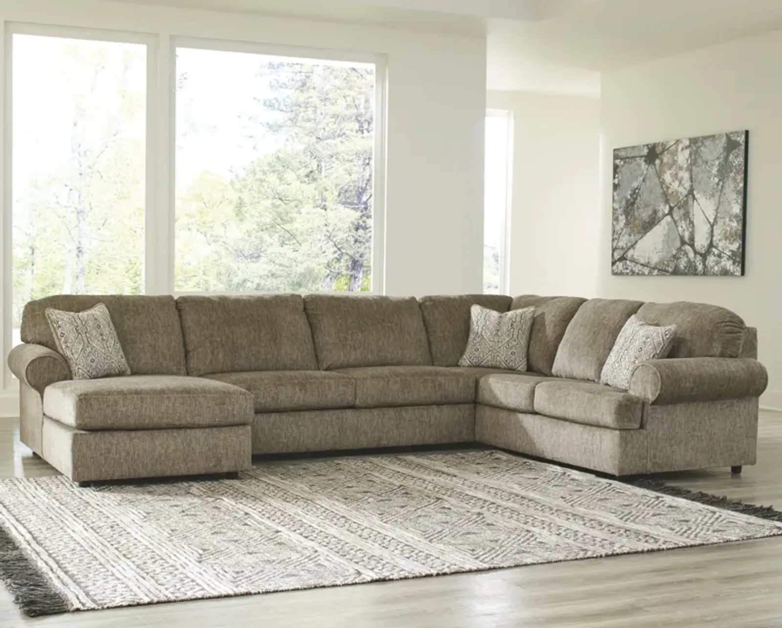 Ashley Hoylake 3-Piece Left-Arm Facing Chocolate Sectional with Chaise