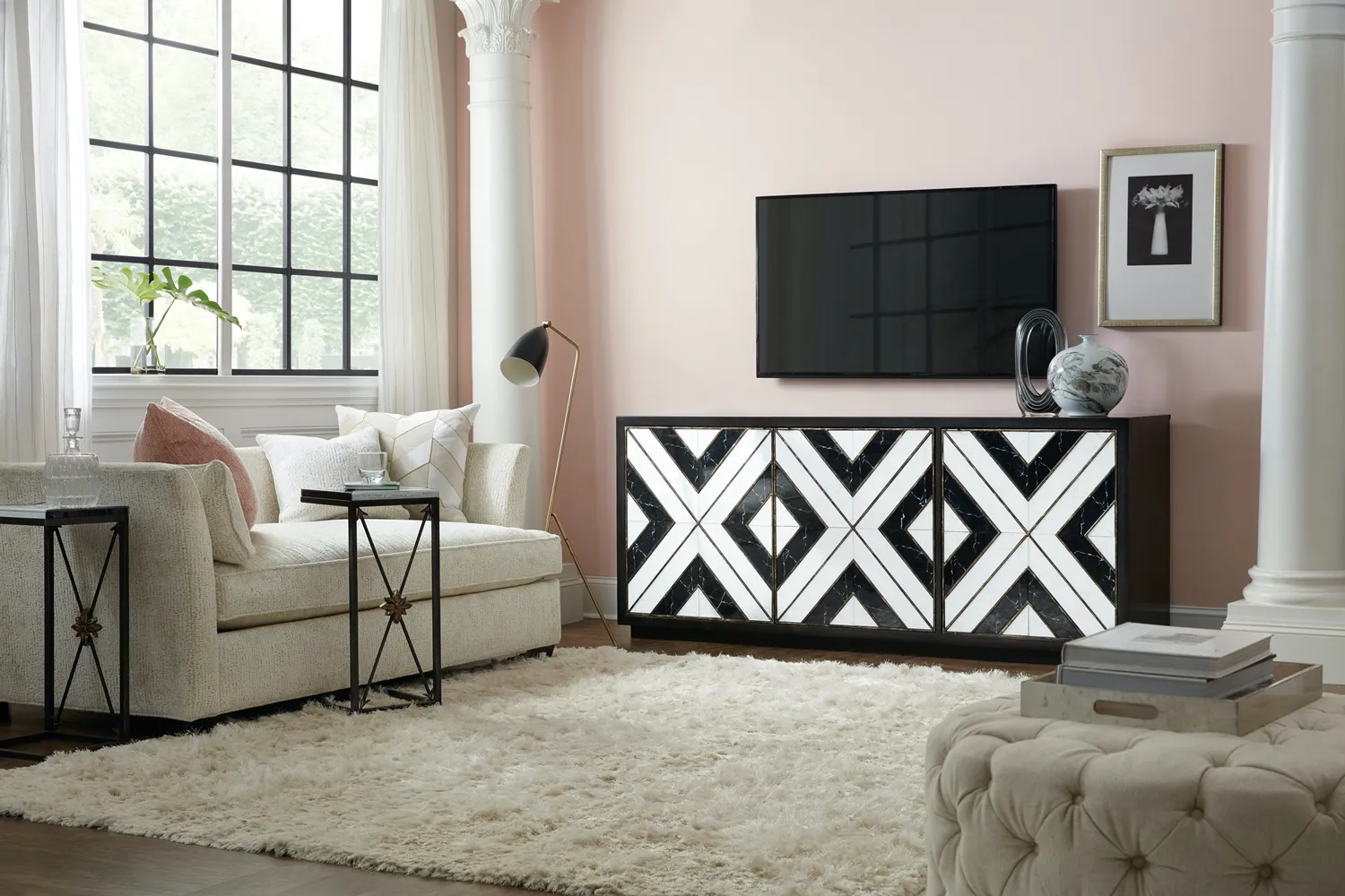 SANCTUARY NOIRE ET BLANC TV ENTERTAINMENT CONSOLE