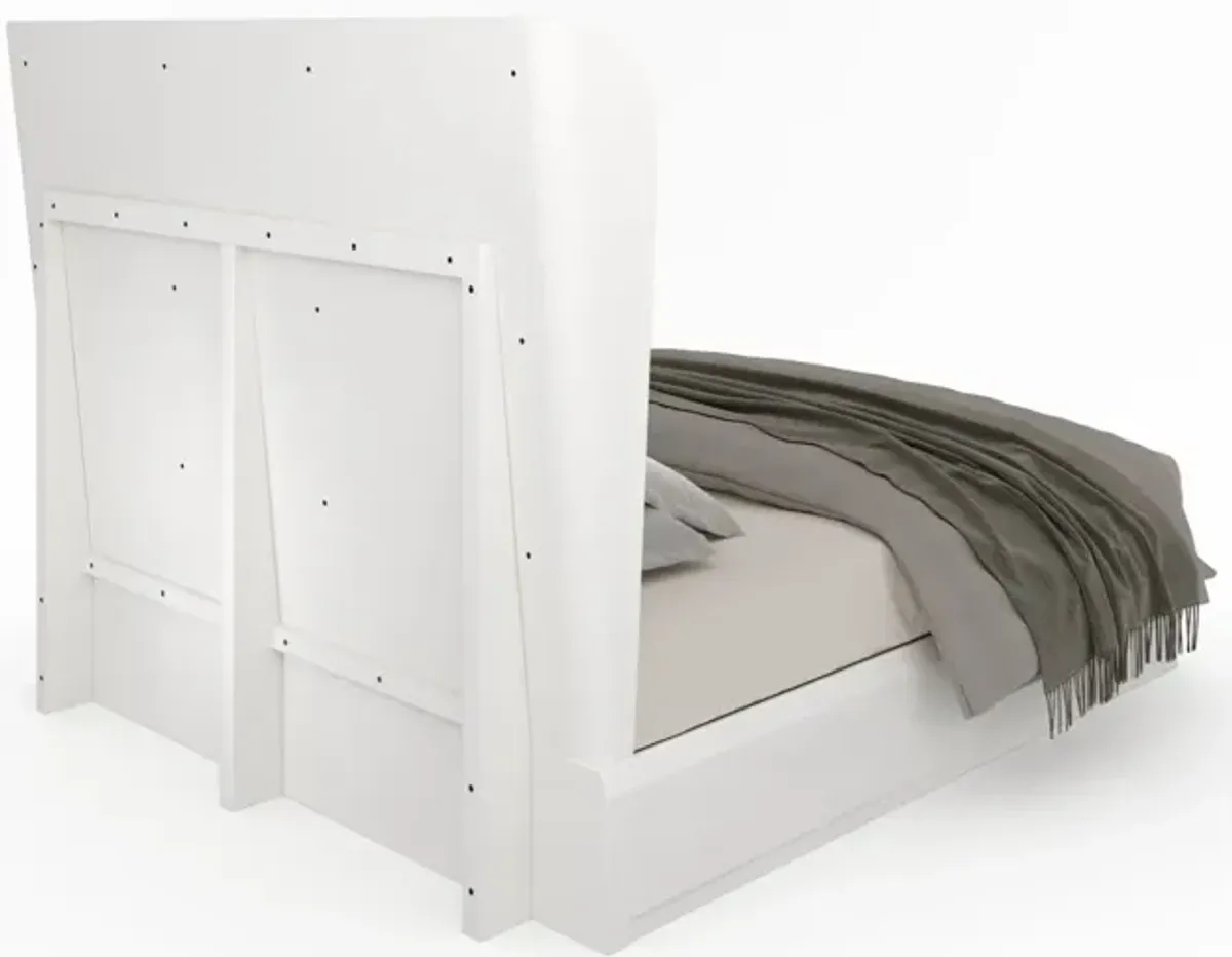 Continental California King Bed In Lino Bianco White