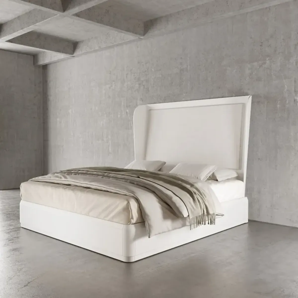 Casa Inspirata Continental California King Bed in Lino Bianco White