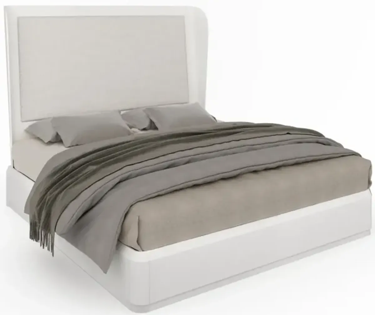 Continental California King Bed In Lino Bianco White