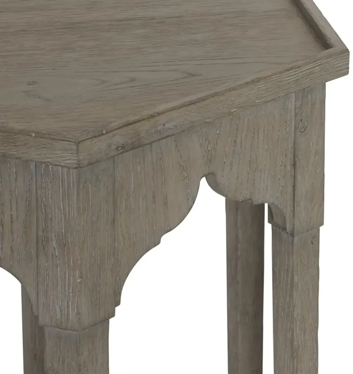 Bernhardt Albion Weathered Wood Hexagon Shaped Side Table