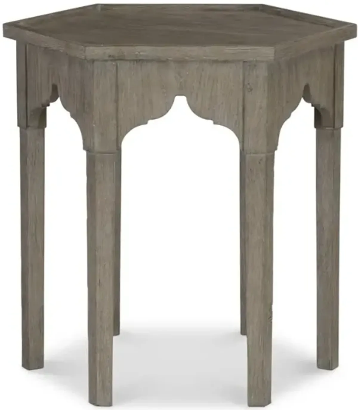 Bernhardt Albion Weathered Wood Hexagon Shaped Side Table