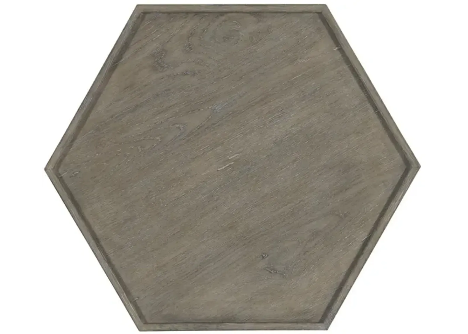 Bernhardt Albion Weathered Wood Hexagon Shaped Side Table