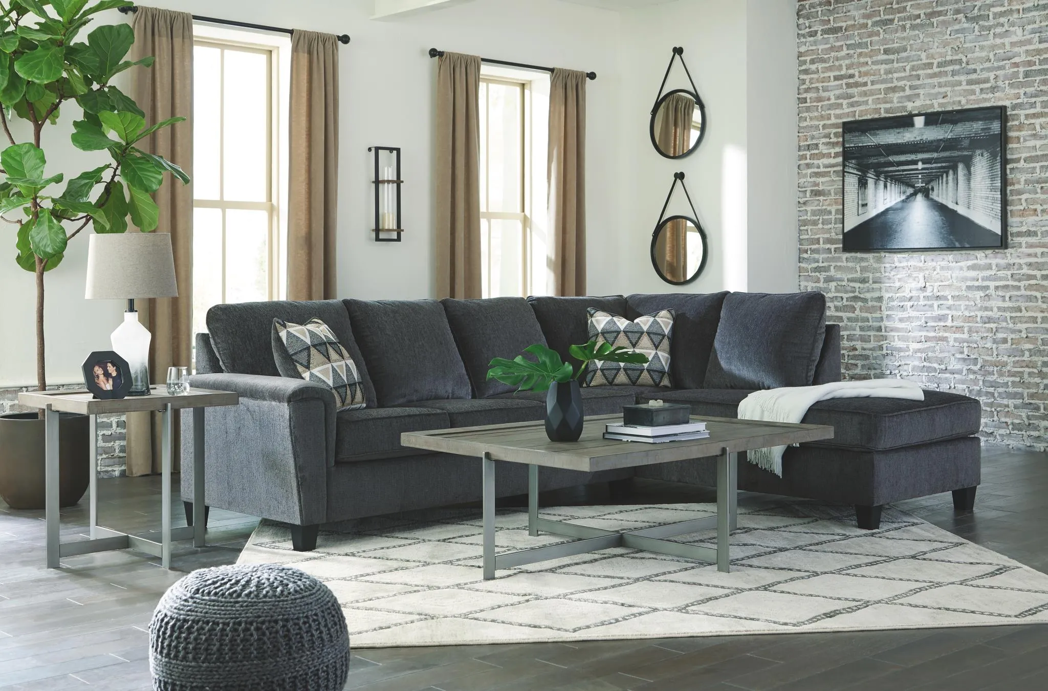 ABINGER 2-PIECE SECTIONAL WITH CHAISE SMOKE SIGNATURE DESIGN