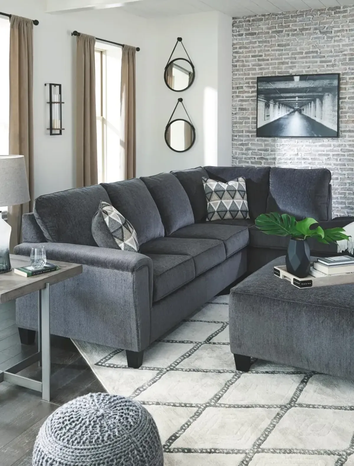 Ashley Abinger 2-Piece Sectional with Chaise Right-Arm Facing Smoke