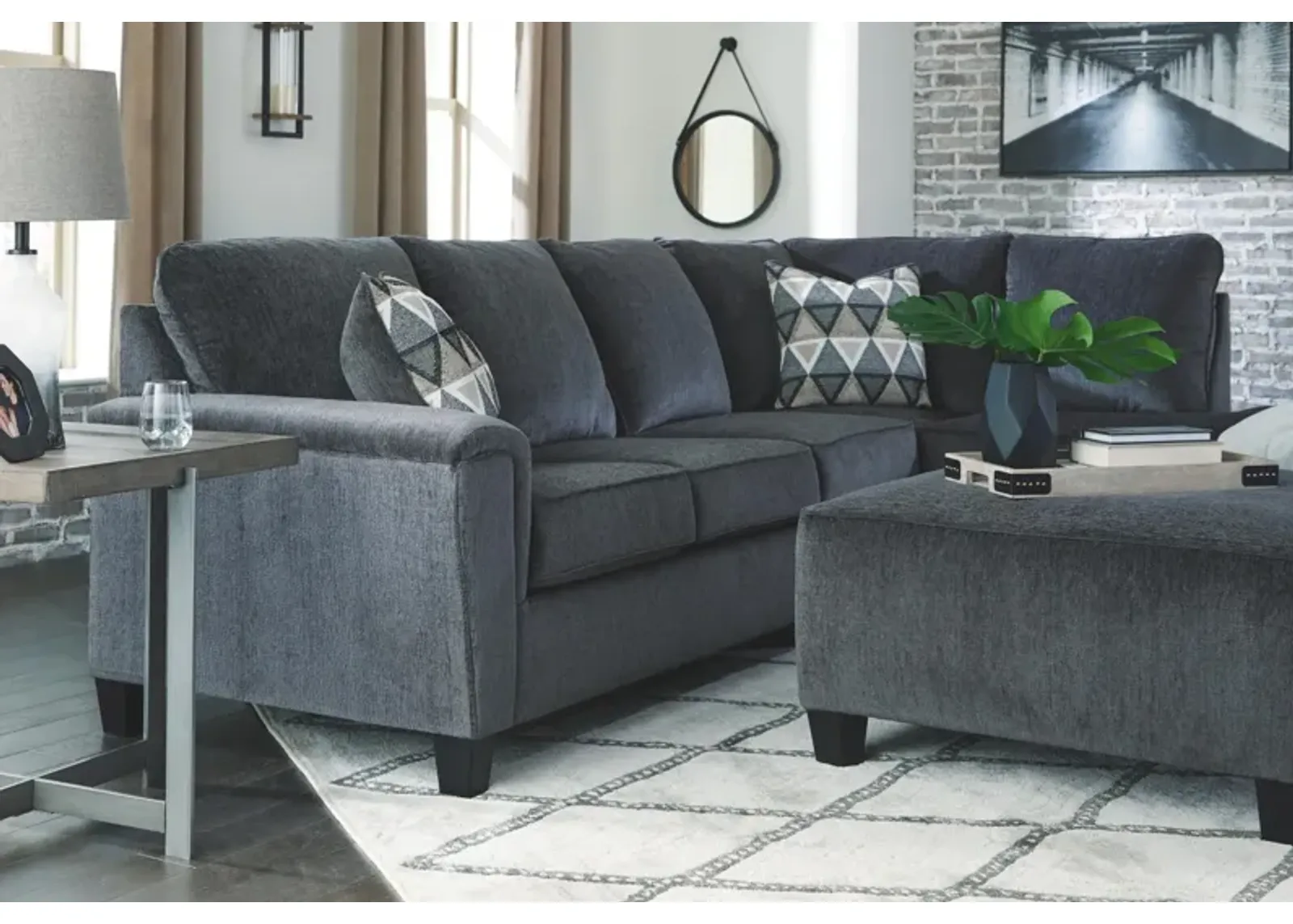 Ashley Abinger 2-Piece Sectional with Chaise Right-Arm Facing Smoke