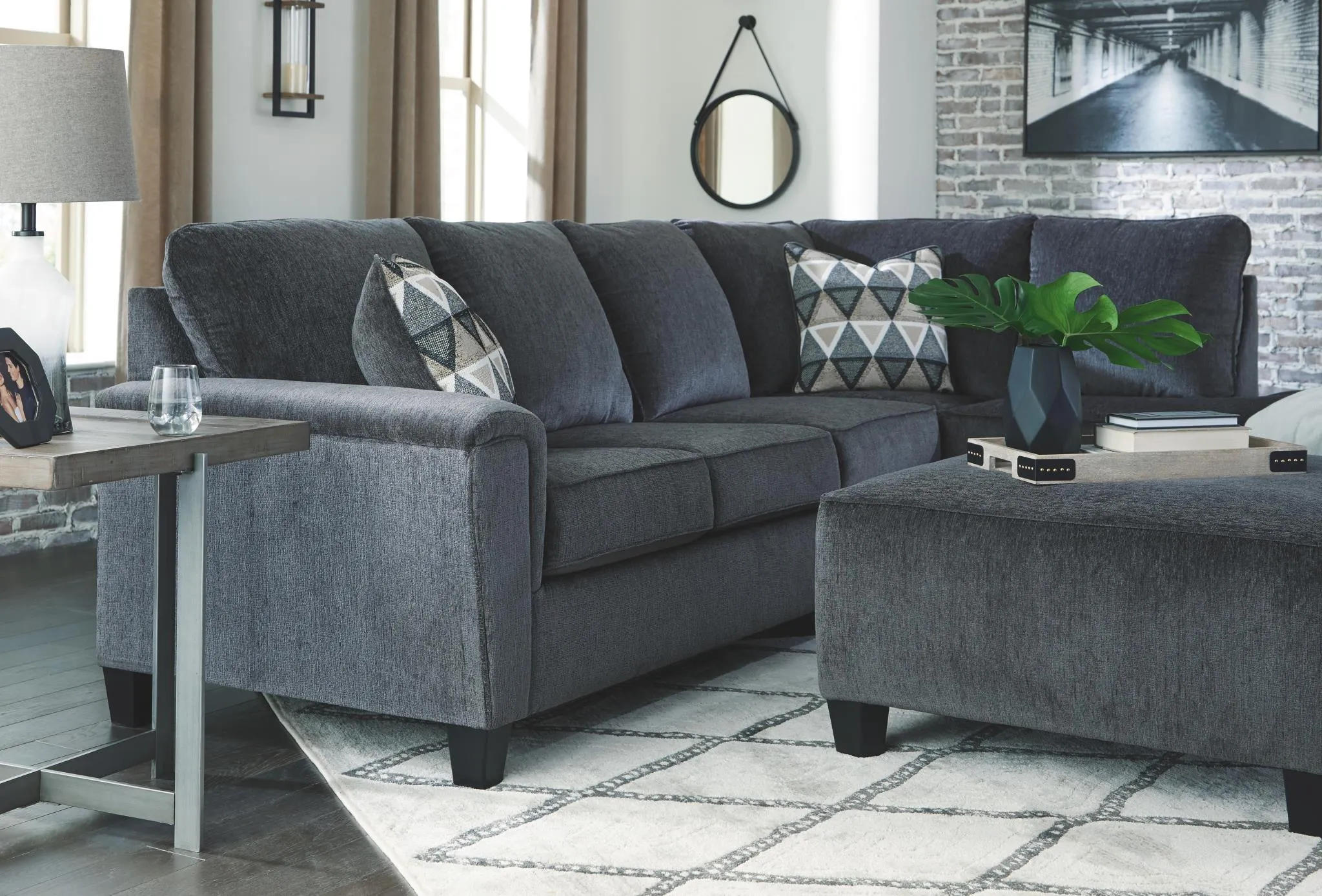 ABINGER 2-PIECE SECTIONAL WITH CHAISE SMOKE SIGNATURE DESIGN