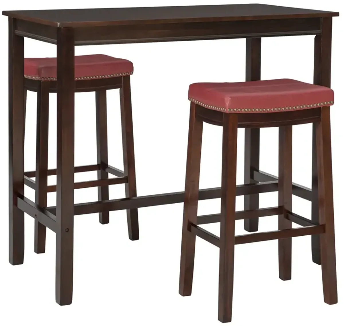 Linon Claridge 3-Piece Brown/Red Bar Stools & Table Set