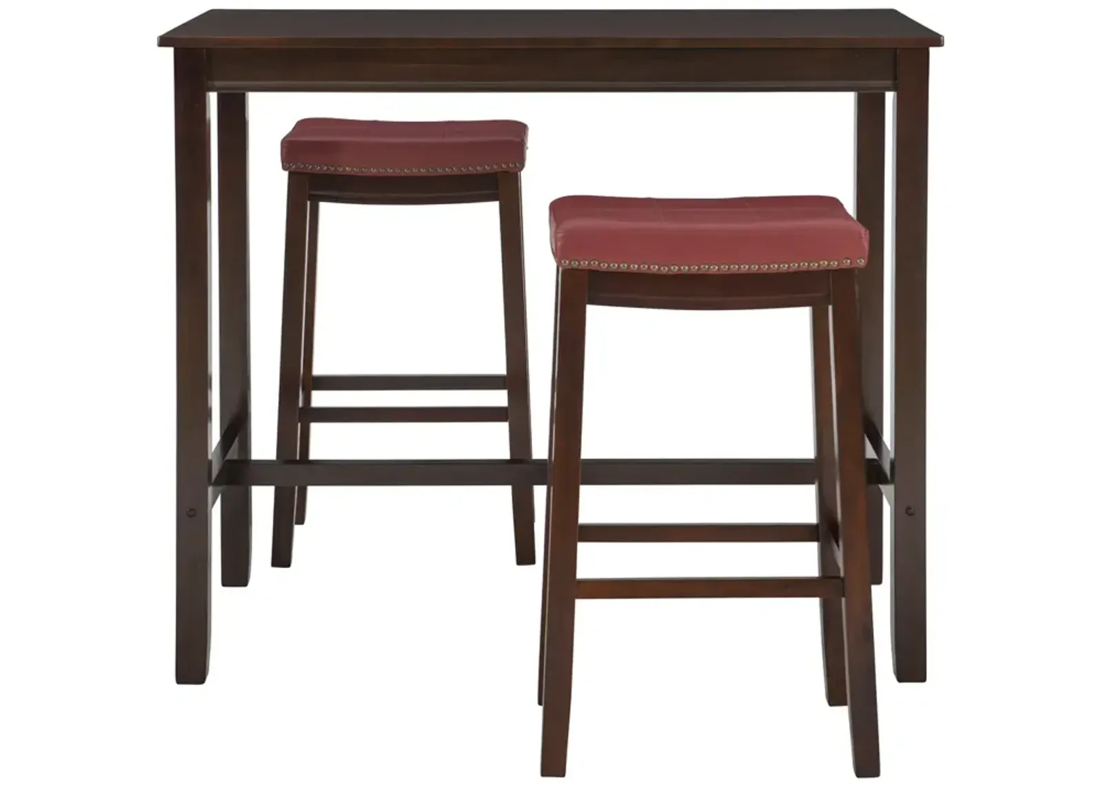 Linon Claridge 3-Piece Brown/Red Bar Stools & Table Set