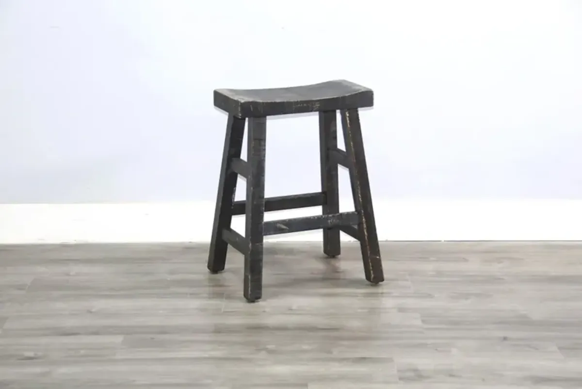 Sunny Designs Marina Black Sand 24 Inch Saddle Seat Counter-Height Stool with Wooden Seat