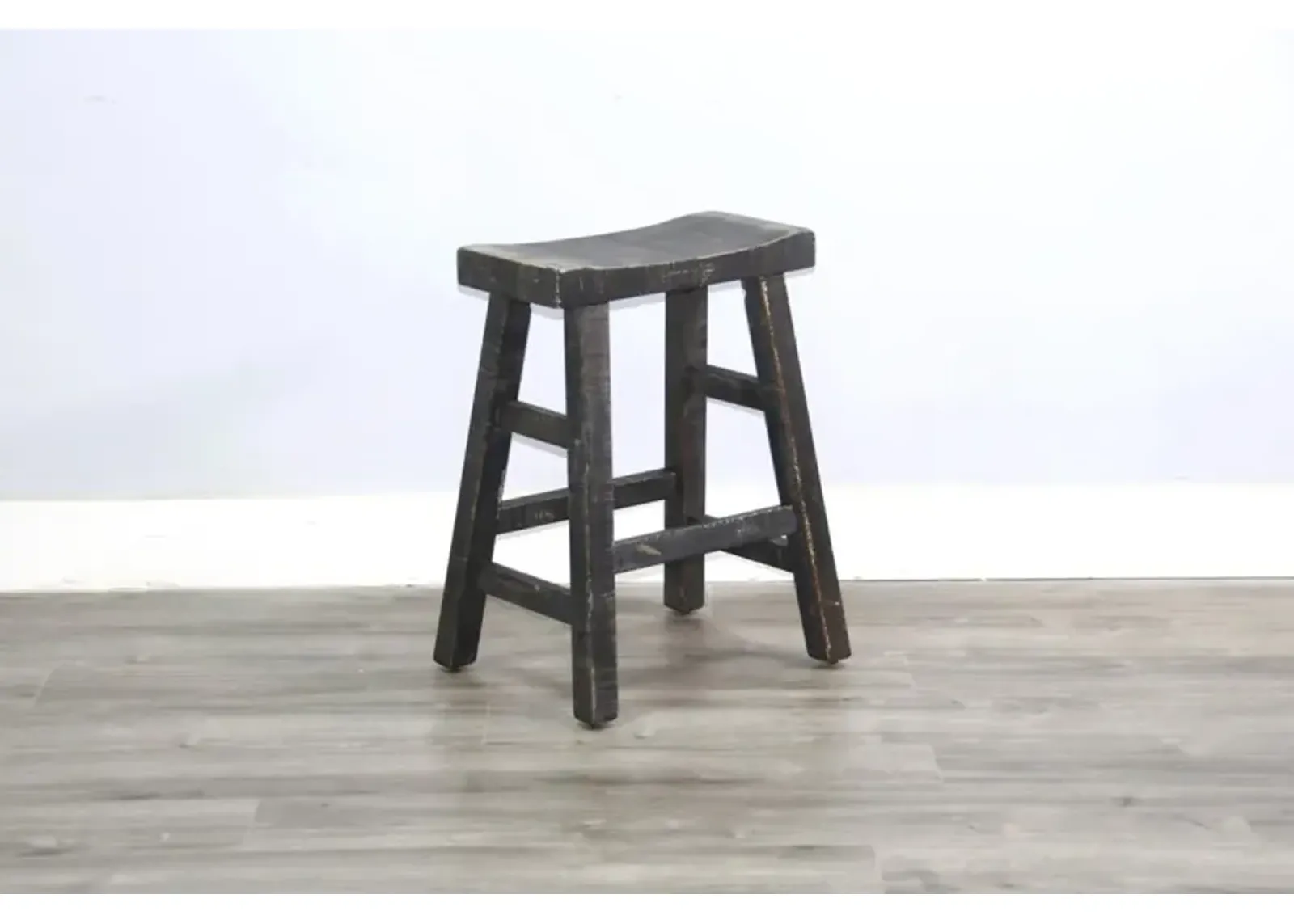 Sunny Designs Marina Black Sand 24 Inch Saddle Seat Counter-Height Stool with Wooden Seat