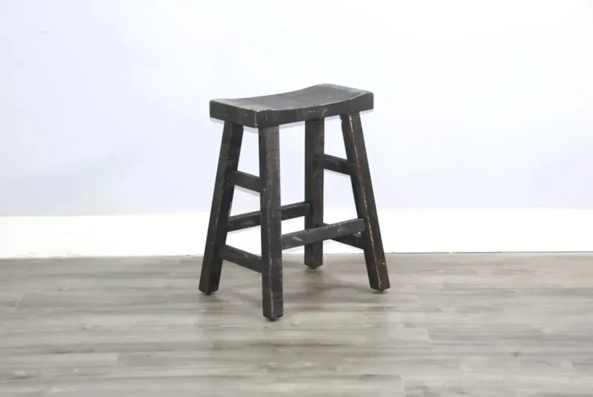 Sunny Designs Marina Black Sand 24 Inch Saddle Seat Counter-Height Stool with Wooden Seat