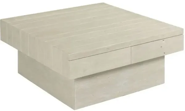 Hammary Reclamation Place Square Cocktail Table On Casters White Sand Finish